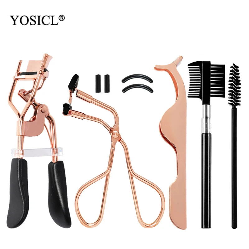 

Eyelash Curler, 5 in 1 Kit includes Lash Curler, Eyelash Brush,Extension Tweezers, Eyebrow Brush and Comb,Silicone Refill Pads