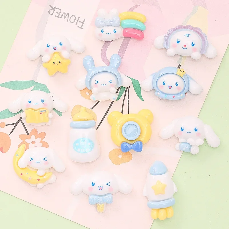 

Новинка, 10 шт., аксессуары из смолы в стиле аниме Kawaii Sanrio Cinnamoroll «сделай сам», Милая женская шпилька для волос, патч, материалы ручной работы, оптовая продажа