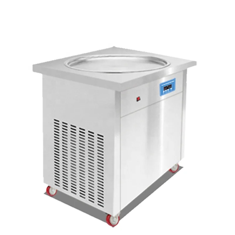 Satu piring komersial kualitas baik digulung mesin es krim lembut goreng dengan bagian standar mesin es krim goreng listrik