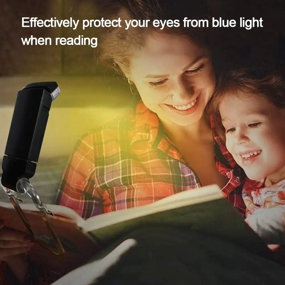 

New USB Rechargeable Book Reading Light 3 Light Colors Folding Night Light Clip Eye Protection Brightness Adjustable Night Lamp