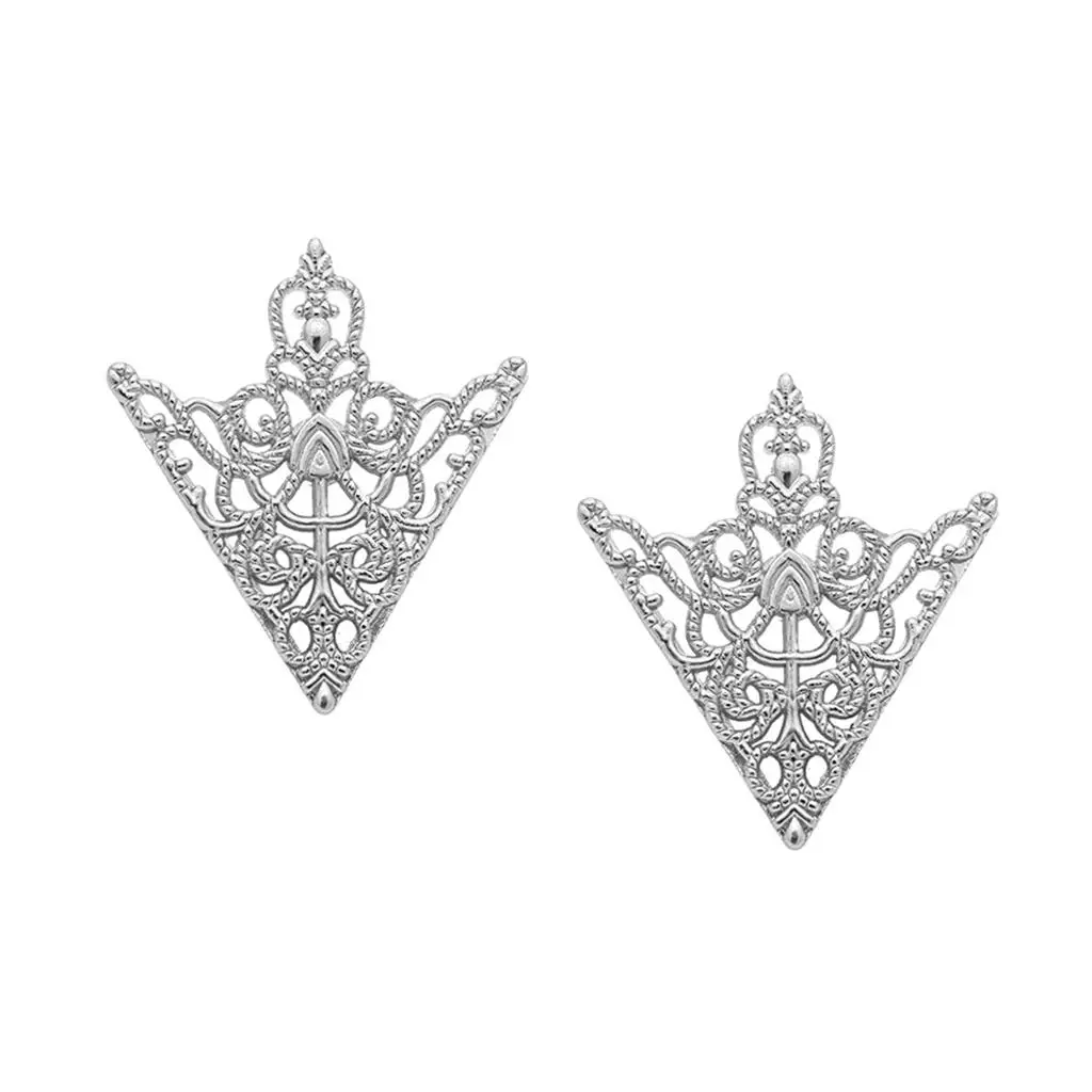 Silver Triangular Collar Pin Vintage Brooch Ornament Jewelry Metallic Pins for Men's Suit Tie Shirt