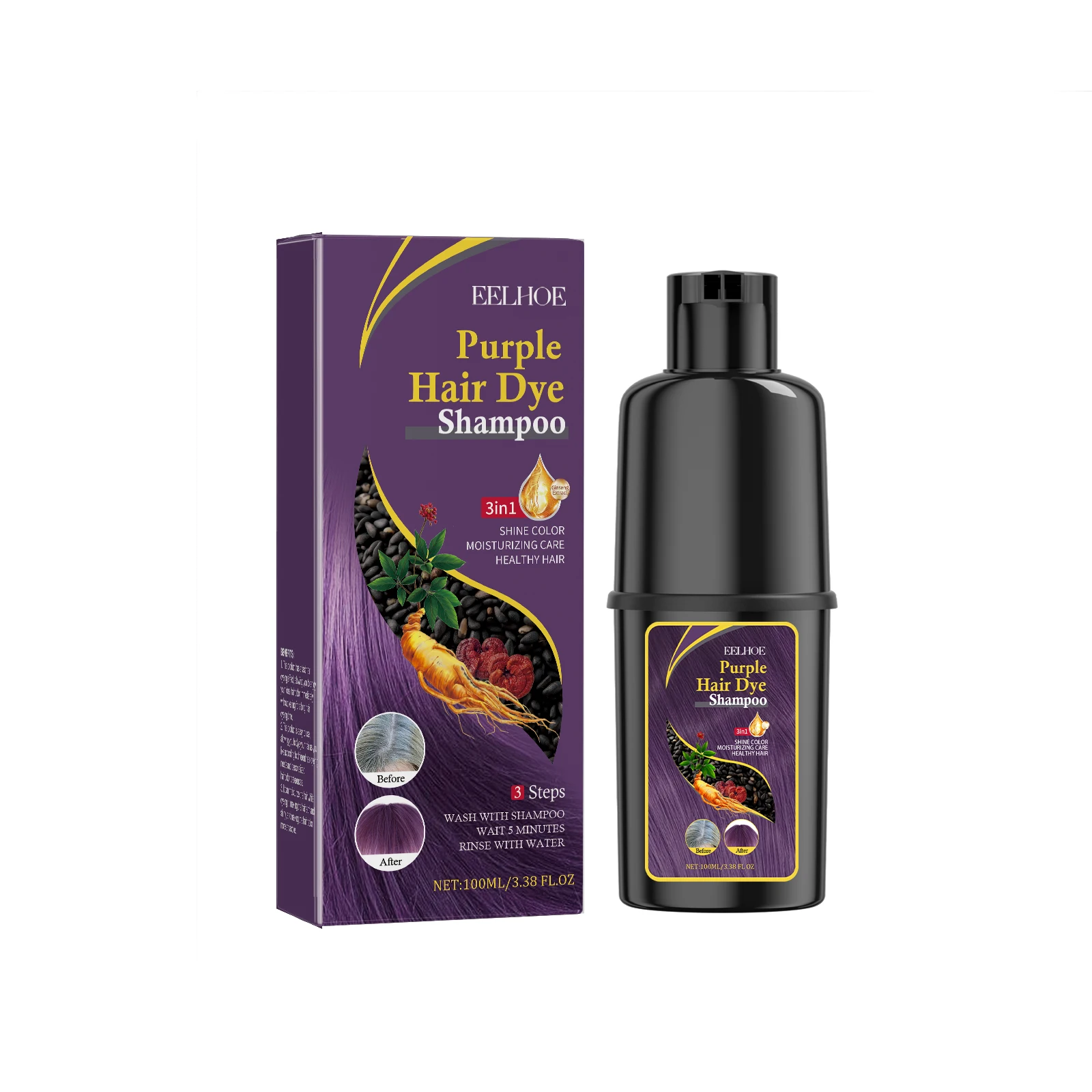 

Hair Darkening And Dyeing Shampoo (Purple) Is Gentle And Non-Irritating, Moisturizing The Scalp And Easy To Change Colors