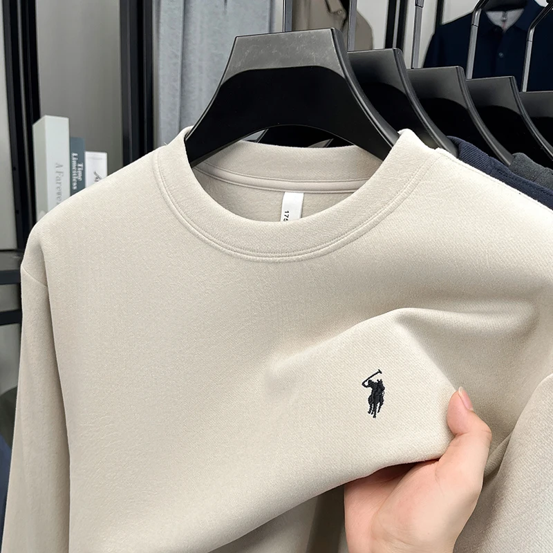 Camiseta de manga larga de marca de lujo para hombre jersey de otoño Paul a la moda con bordado de pony exquisito sudadera informal holgada con cuello redondo
