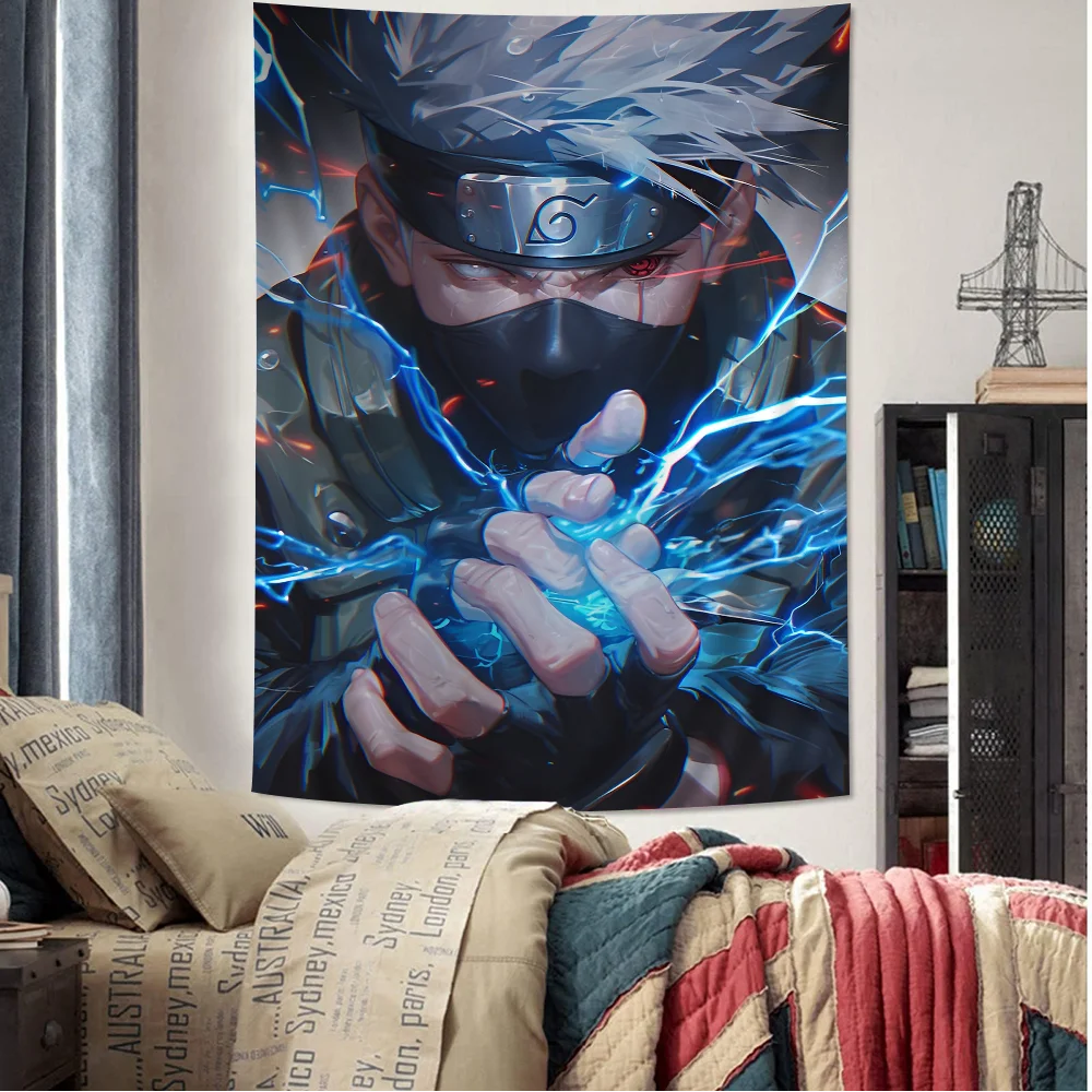 

N-Naruto Hatake Kakashi Tapestry Art Printing Bohemian Wall Tapestries Mandala Decor Blanket