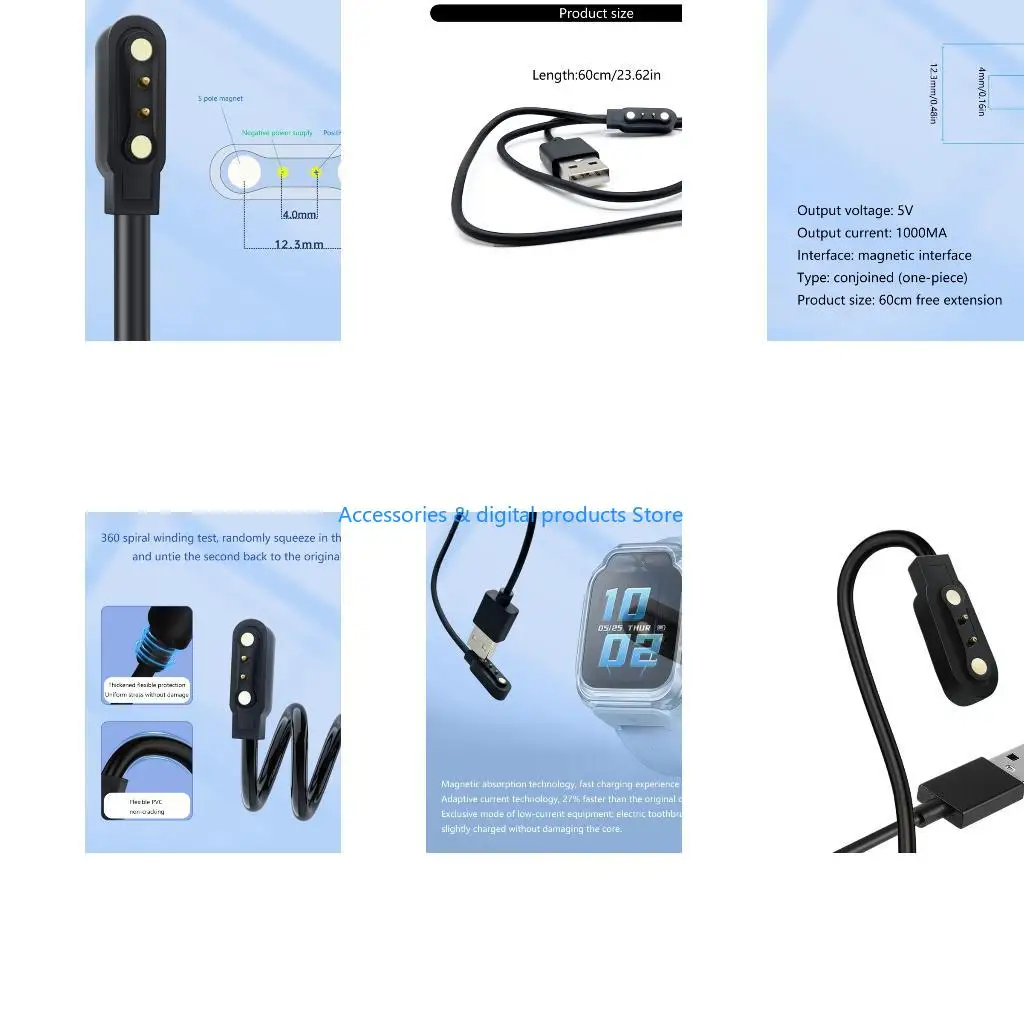 77JD Charging Cable for LS05/W26/RS4 Smartwatch USB Watch Charging Cable