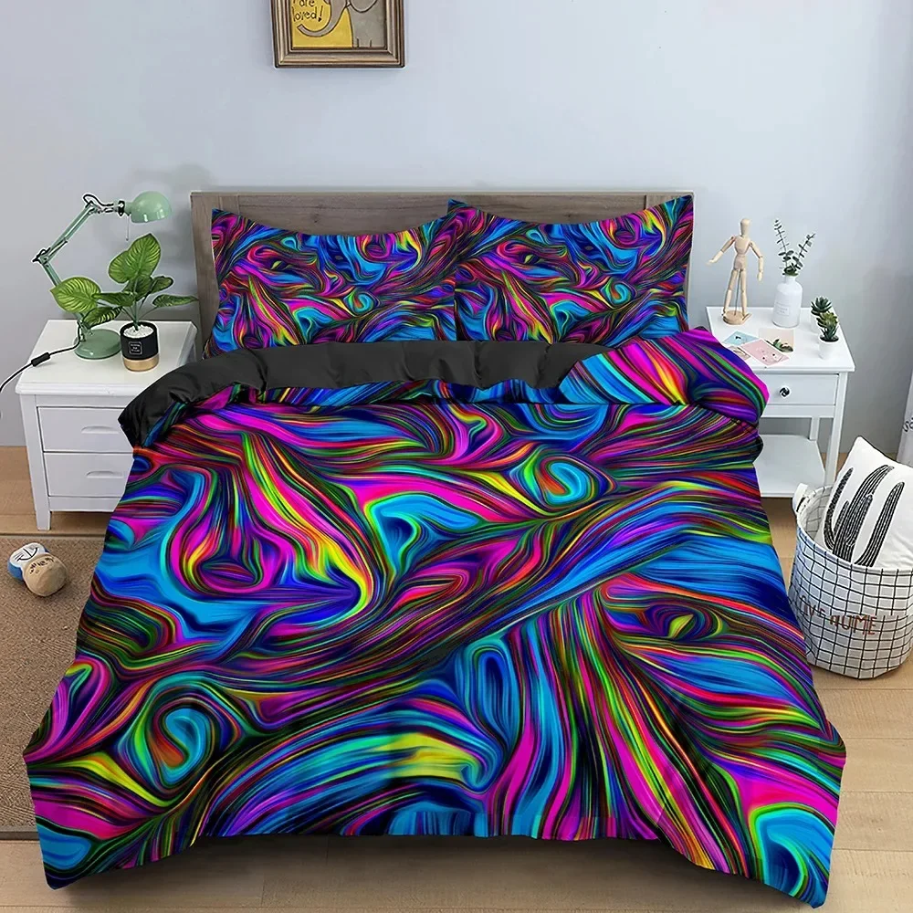 

Geometric Duvet Cover Set Bedding Set Twin Full King Queen Size Psychedelic 3D Abstract for Kid Teens Polyester Comforter Cover