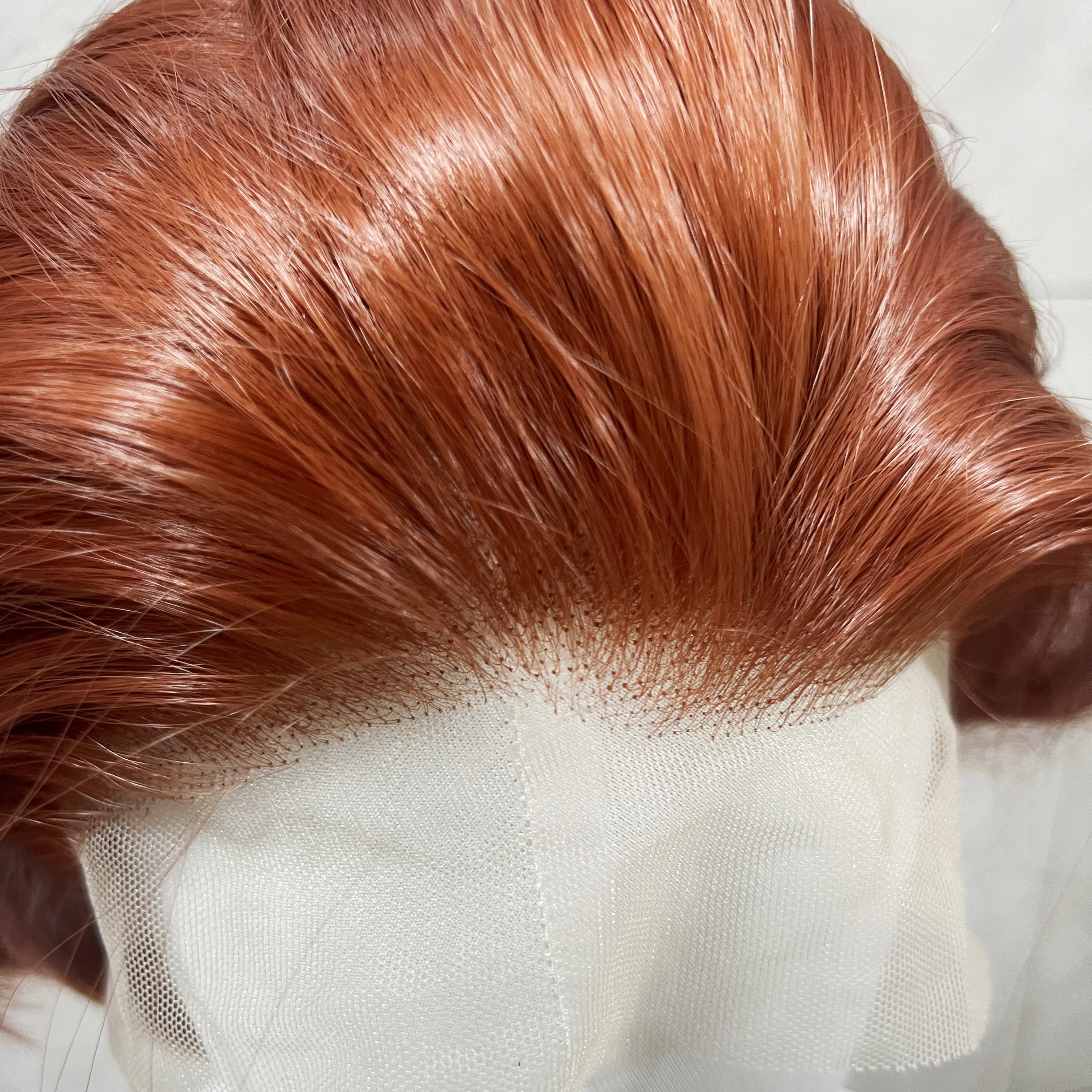 Ingwer Orange Perücke 13*4 Spitze Vorne Perücke für Männer Kurze Gerade Synthetische Hand-haken Spitze Frontal Heiße beständig Faser Cosplay Perücke