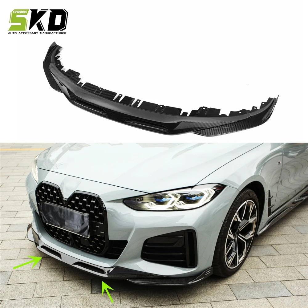 Shark Dynamic SKD Style Dry Carbon Fiber Front Bumper Lower Lip For BMW 4 SERIES G26 Sedan 2021-on front diffuser