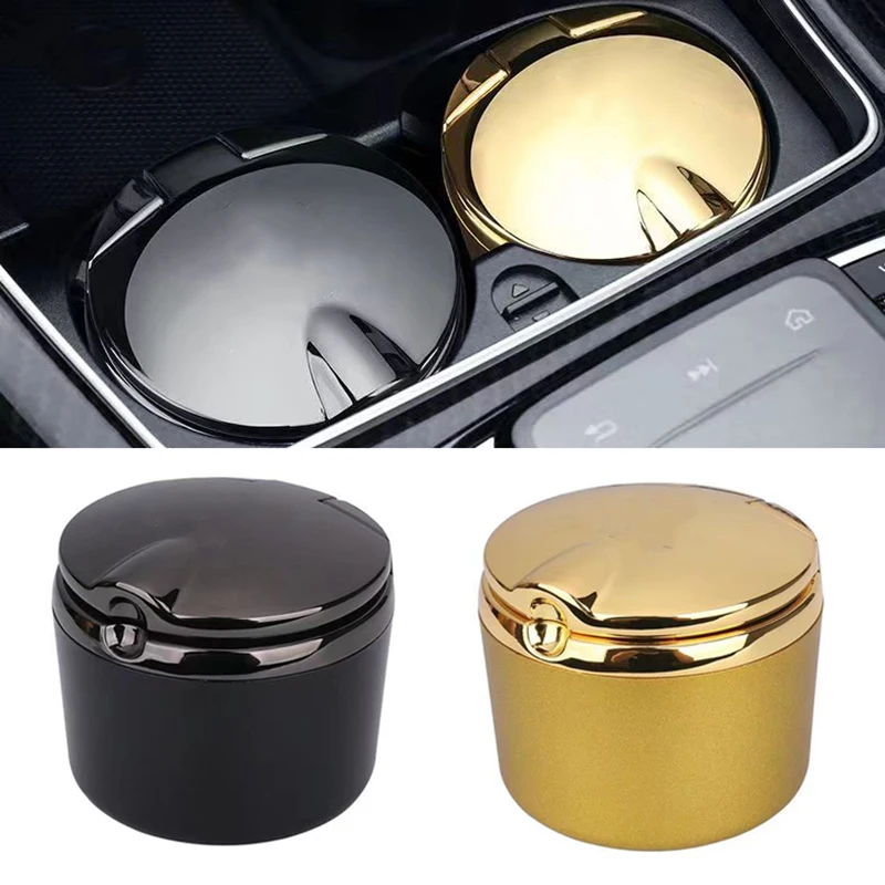 For Mercedes-Benz C-Class E-Class CLA/GLB/GLC Car Ashtray with Lid /w LED Blue Light Portable MultiFunction Interior Ashtray Cup