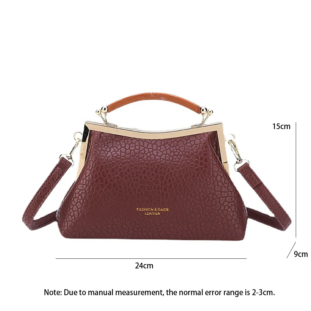 Women\'s Bag 2023 New Niche Clip Buckle Bag Fashion Solid Color Retro Lychee Pattern Shoulder Bag Ladies Portable Sling Bag