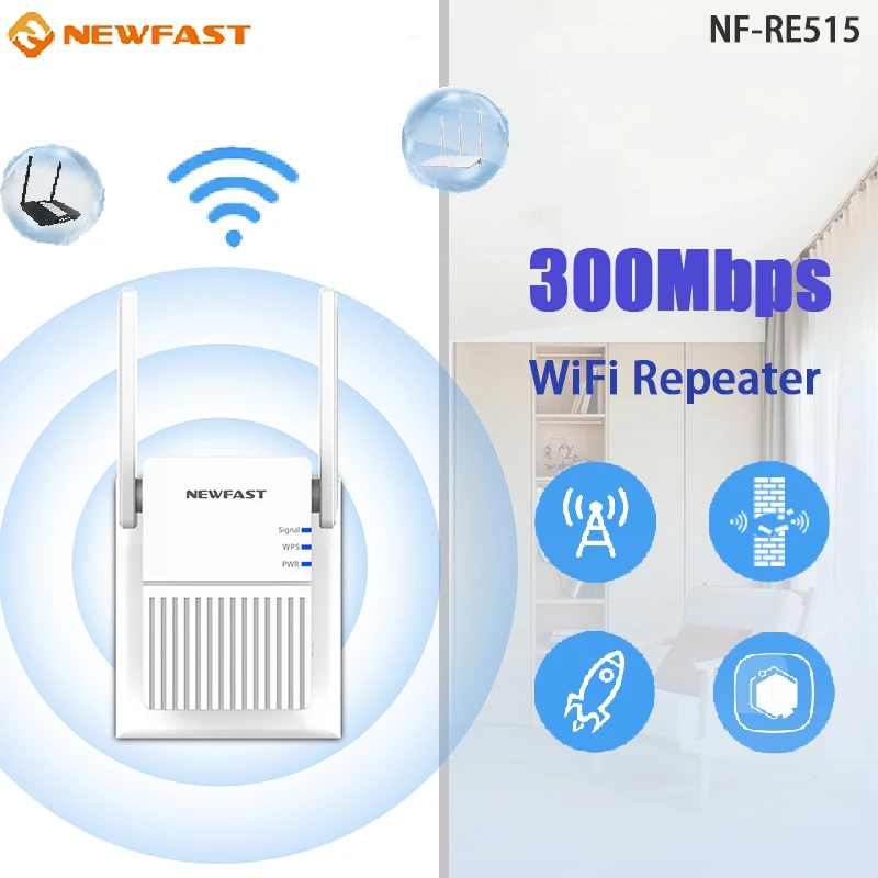 300Mbps 와이파이 리피터 2.4GHz 라우터 익스텐더, 802.11/b/g/n 고이득 안테나, 와이파이 신호 범위 확장 부스터 증폭기 NF-RE515 