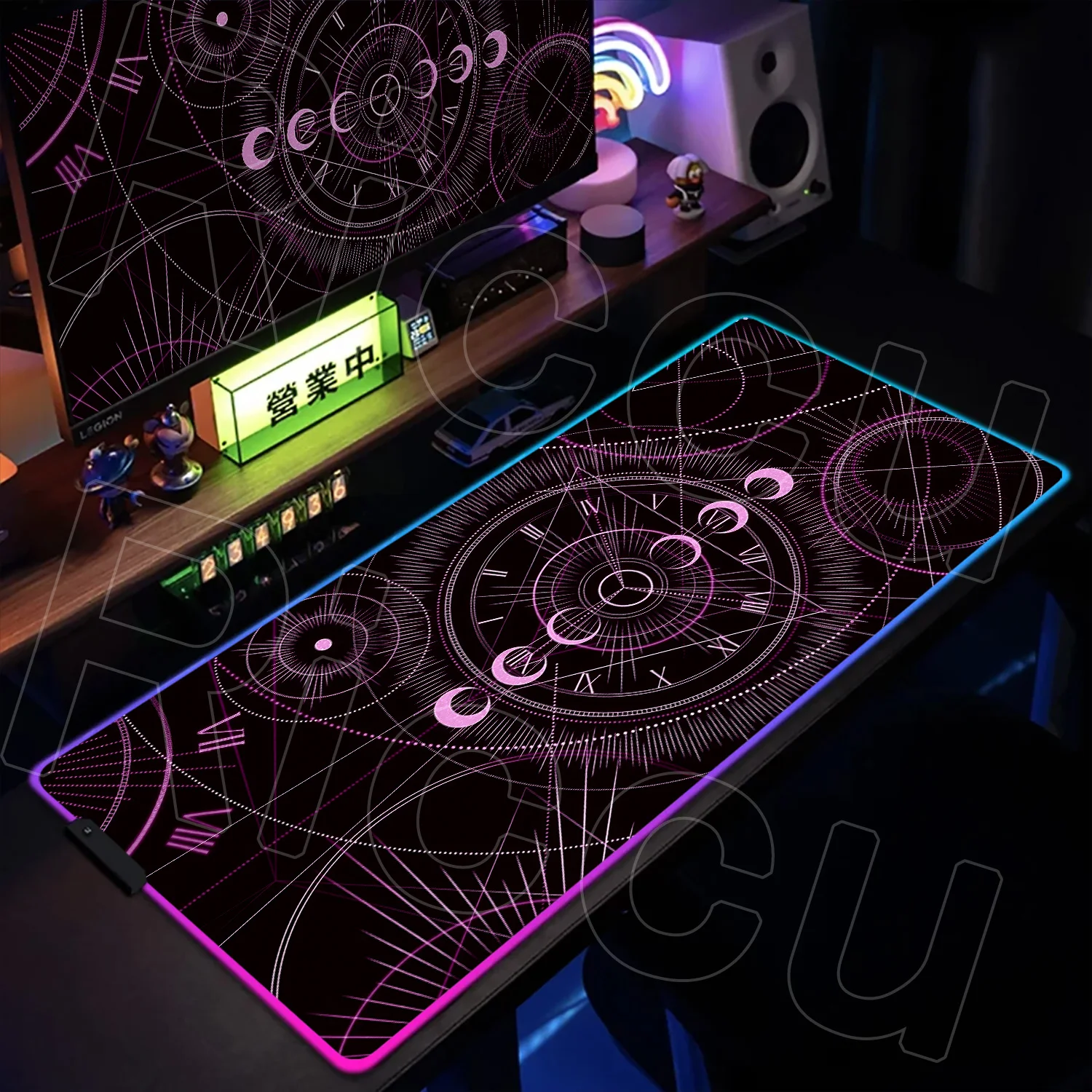 RGB XXL HD printing Desk mat Gaming Tarot Time Astrology Rubber Mousepad Cartoon Celestial Moon Phases Non-slip LED Mouse Pad