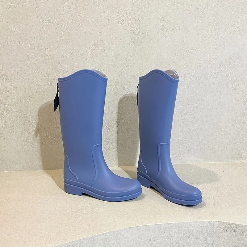 Bottes de pluie chaudes mi-mollet pour femmes, chaussures de travail imperméables et confortables pour l'extérieur, couleur unie, nouvelle mode