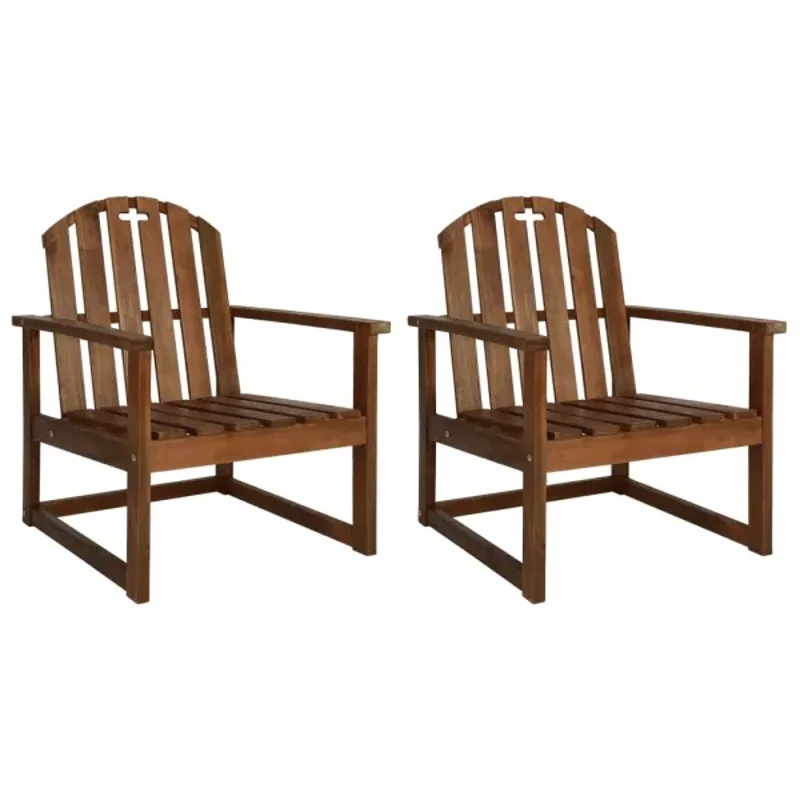 2 PCS Solid Acacia Wood Patio Sofa Chair Beach Chair Hotel Villa Patio Leisure Chair Beach Chair Wood Folding Pool Chair