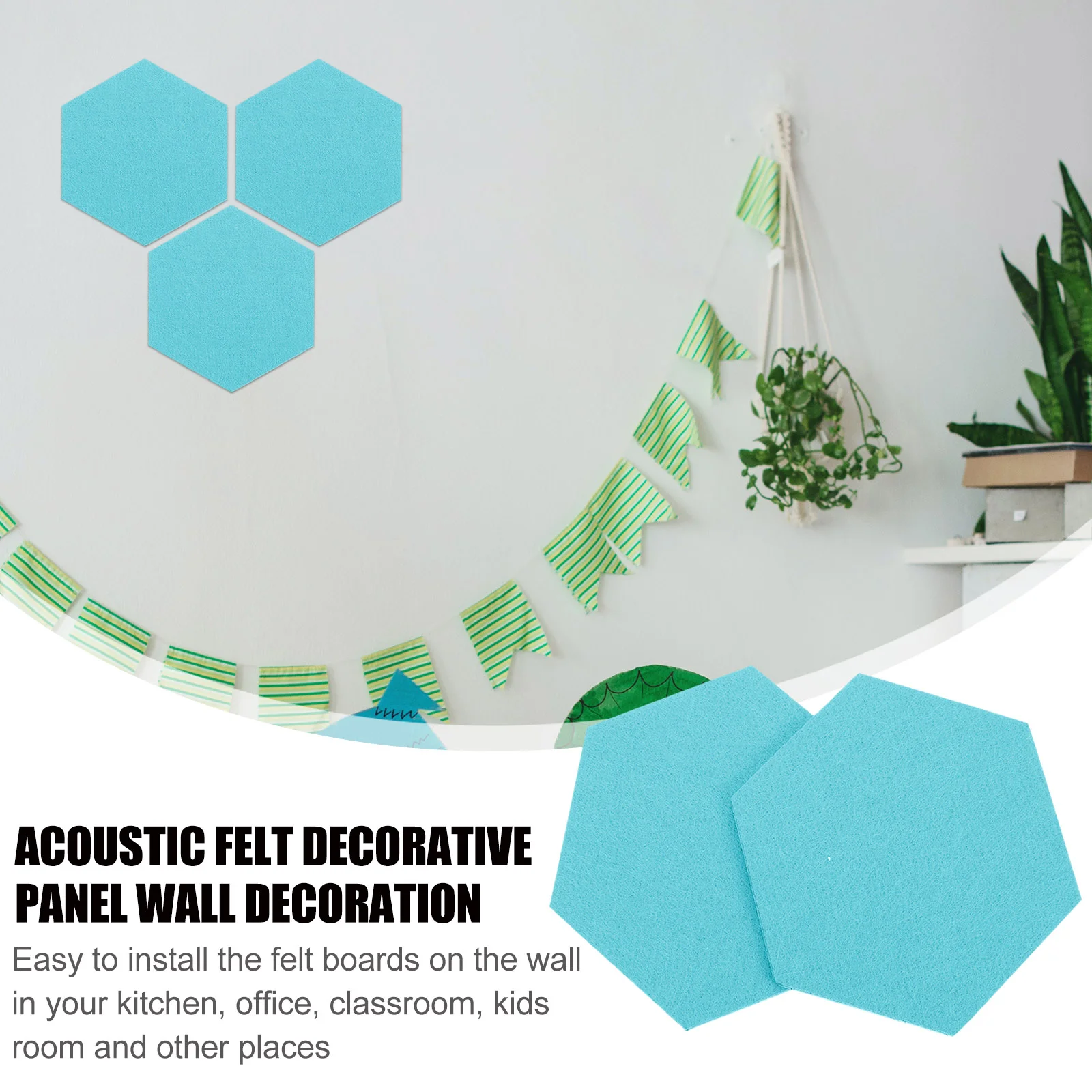 12 Pcs Cork Board Decor Felt Backdrop Wall Sticker Home Notice Bulletin Pin Hexagon Tile Plug Memo Office Child