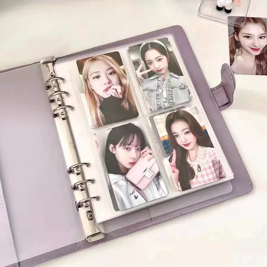 A5 Macaron Color Pu Leather Binder Photocards Cute Diary Agenda Budget Cover Idol Kpop Photo Album Card Collect Book Stationery