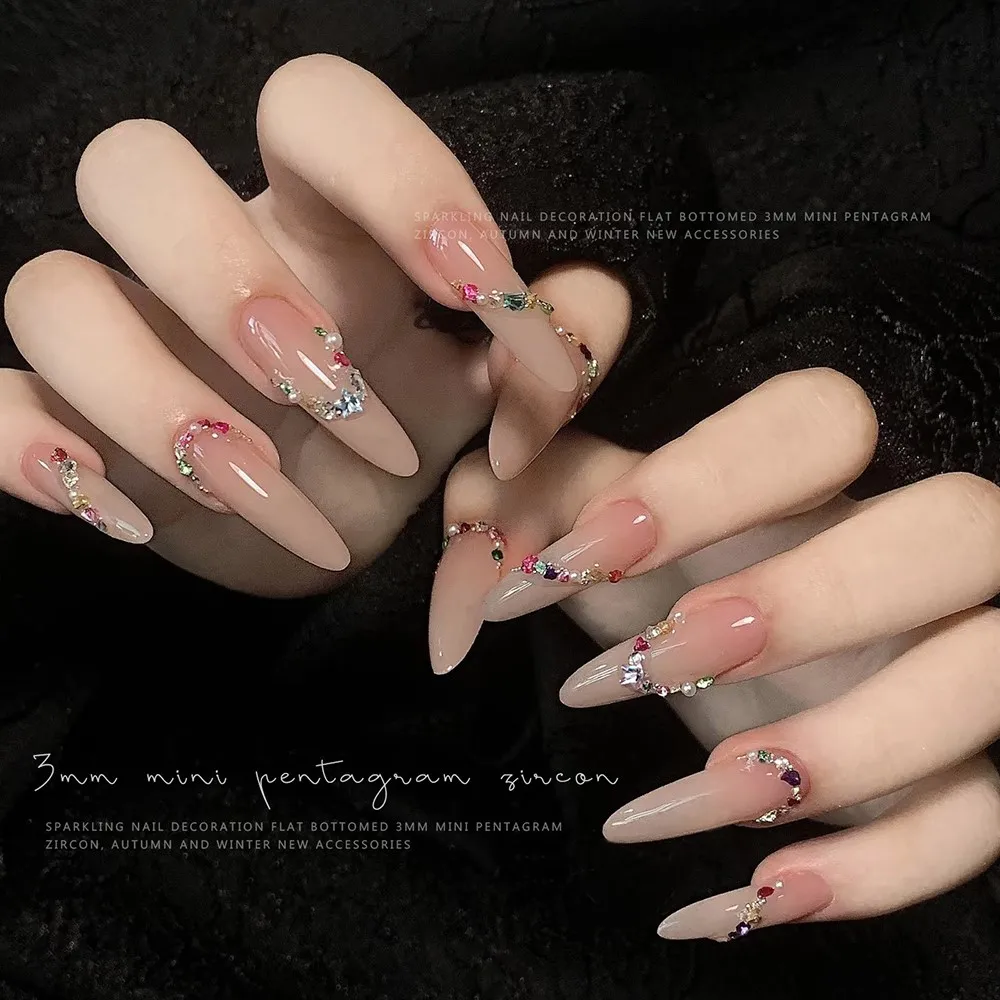 คริสตัลรูปดาว 3 มิติ 30 ชิ้น ขนาด 3*3 มม. สีใส ชมพู แดง น้ำเงิน ประดับเล็บ รูปดาว เพชร น่ารัก อุปกรณ์ตกแต่งเล็บ @