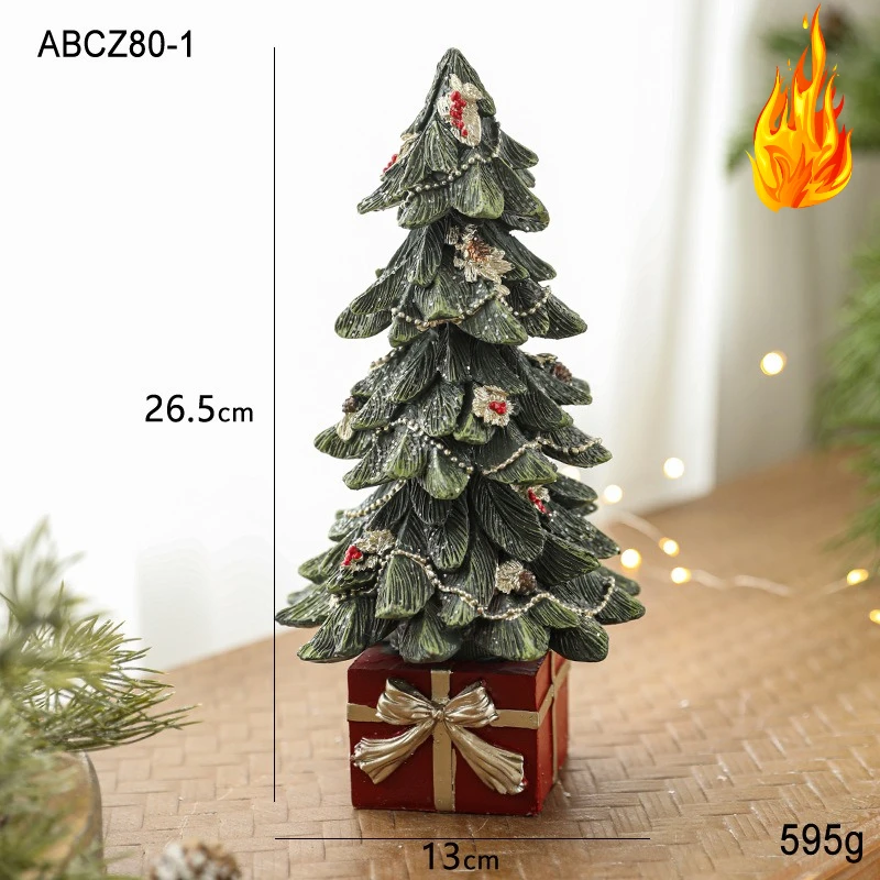 

Resin Christmas Tree Decor - Miniature Desktop Xmas Village Display for Dollhouse/Shop Window, Holiday Scene Prop