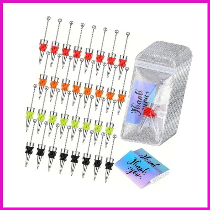 

57BE 60Pieces Beadable Wine Bottle Stoppers Set Elegant Beadable Wine Stoppers With Packaging Bags For Unique Gifts