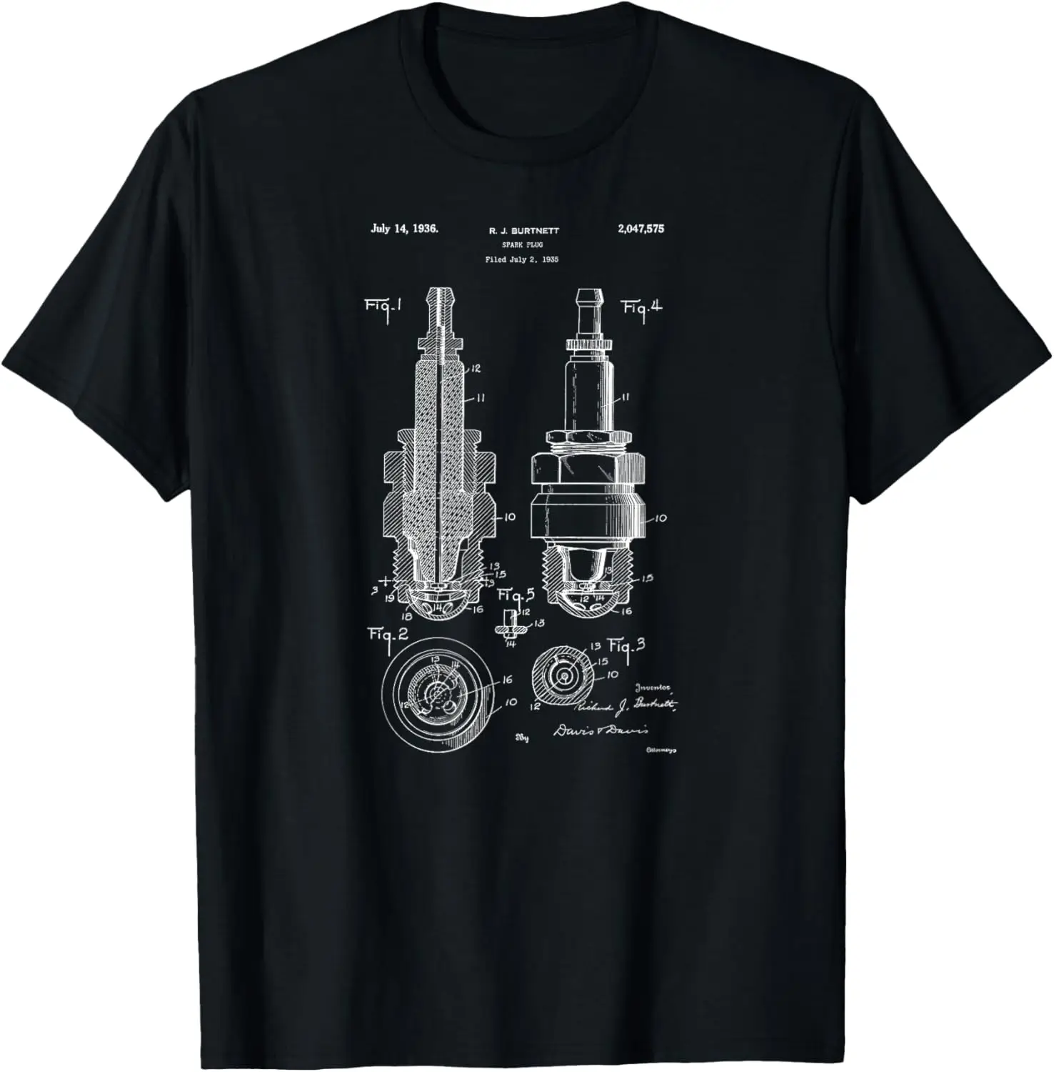

Vintage Patent Print 1936 Engine Spark Plug T-Shirt T-Shirt