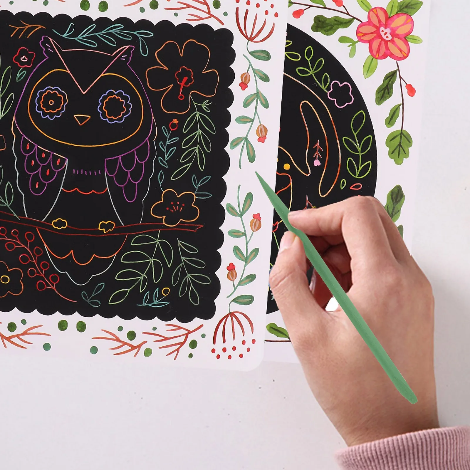 

100Pcs Bamboo Scratch Tools Scratch Stylus Pens Green Vibrant Color Multipurpose Painting Art Sticks Bamboo Art Pen