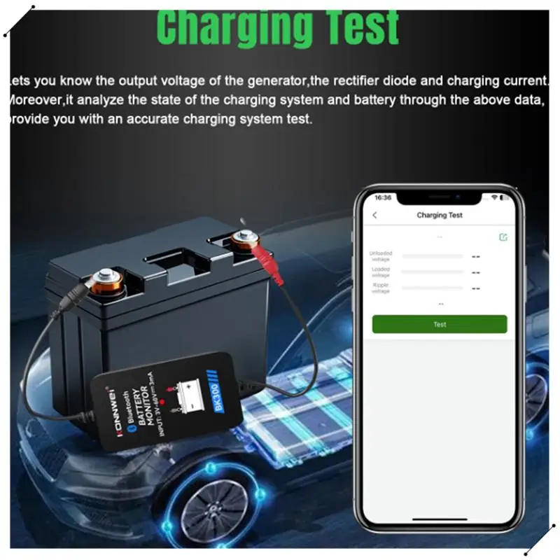 Konnwei BK300 For Car RV Motorcycle Compatible Bluetooth Battery Monitor 6V 12V 24V Tester Fault Detector