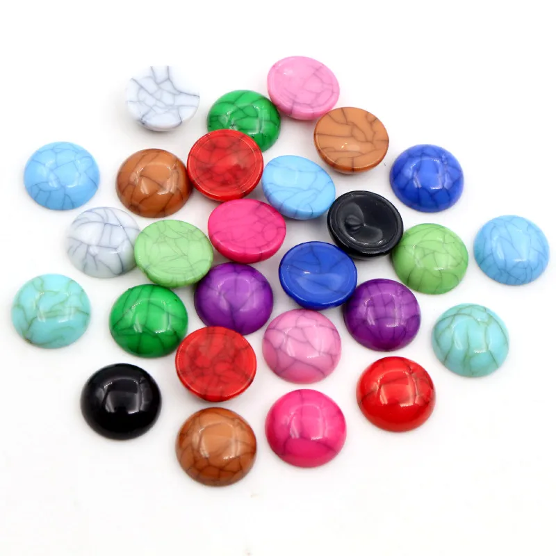 New Fashion 40 pz/lotto 12mm 8mm 10mm Mix Fashion Colors Crack Style cabochon in resina con retro piatto cammeo