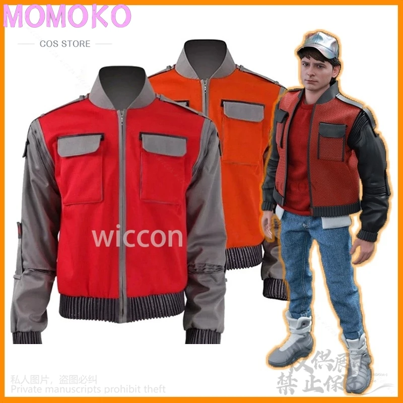 

Anime Movie Back To The Futute Cosplay Jr Marlene Cos Seamus Marty Costume Red Orange Jacket For Man Boys Halloween Christmas
