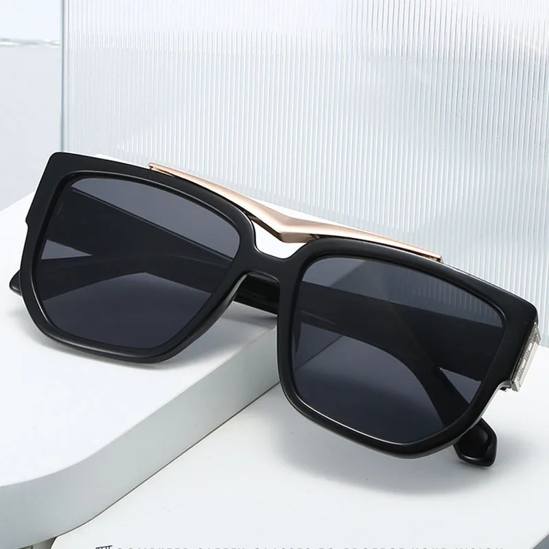 جديد كبير إطار مربع الراقية النظارات الشمسية الرجعية شخصية Ins الهيب هوب النظارات الشمسية للرجال والنساء في الهواء الطلق نظارات شمسية غير رسمية #2
