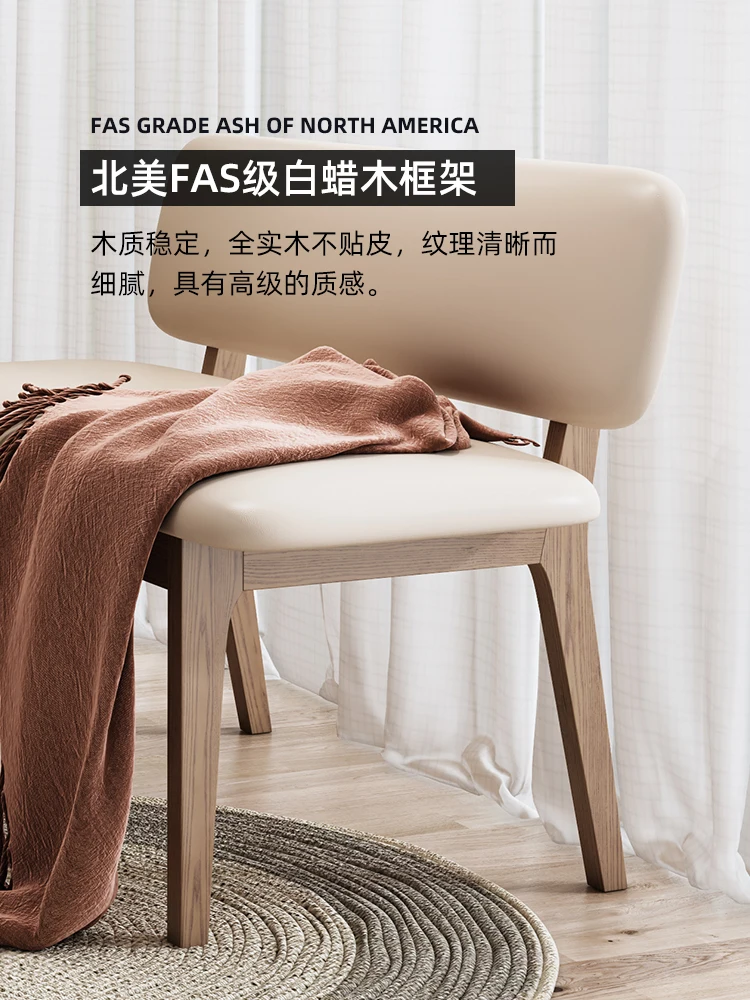 Long Bench, Household with Backrest, Small Unit, White Wax Wood Solid Wood Shoe Changing Stool, Restaurant Dining Stool, Balcony