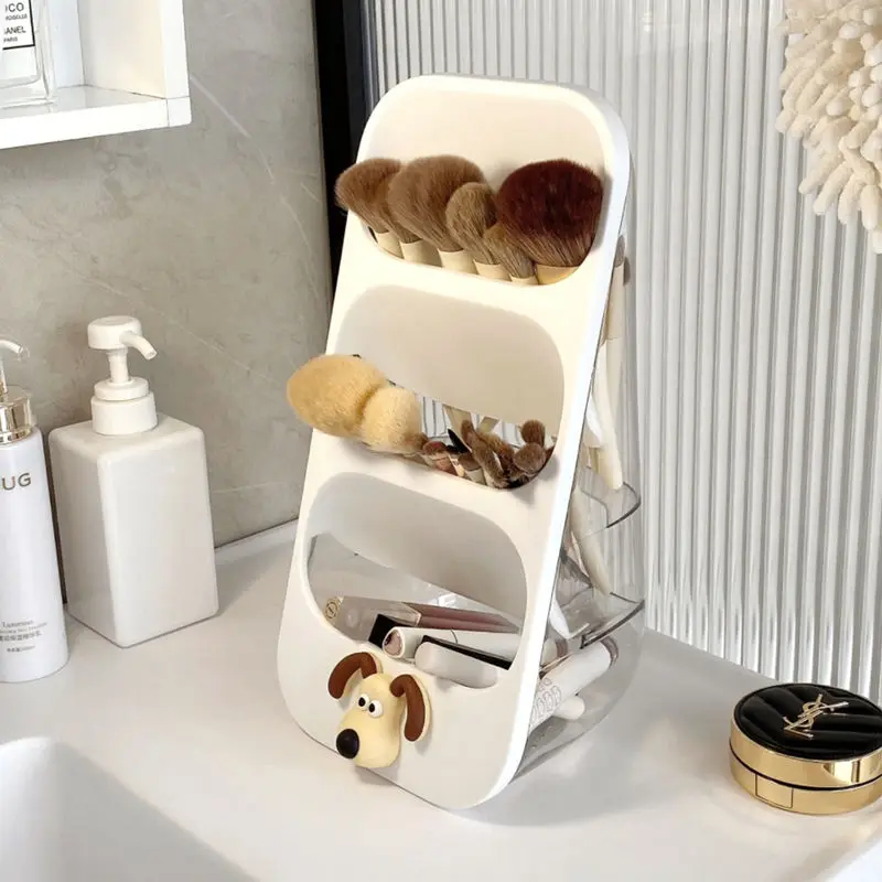 

Plastic Makeup Brush Storage Cylinder Creative Solid Color Square Storage Bucket Desktop Cosmetic Storage Box Home Decor LF723