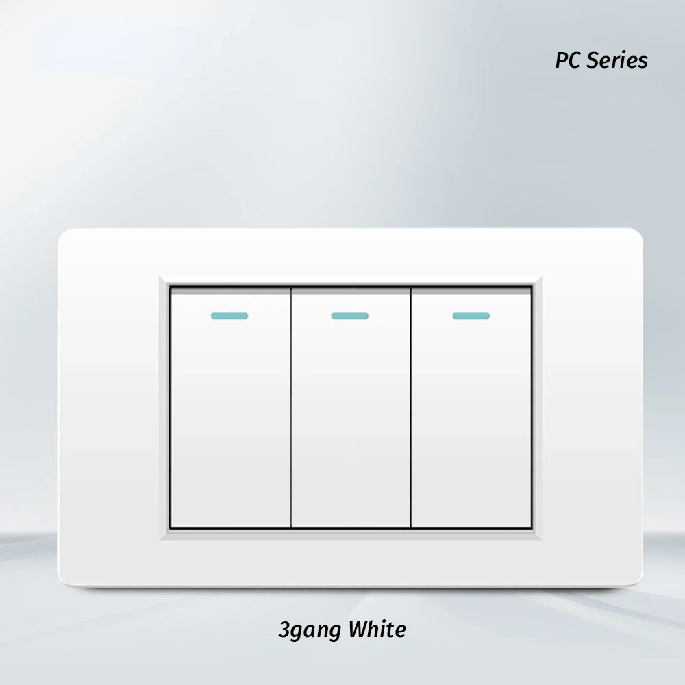 Melery White 16A 120*72 US Brazil Italy Light Switch,PC Panel 1/2/3gang 1/2way Switch on Off,Wall Electrical Outlet for Home