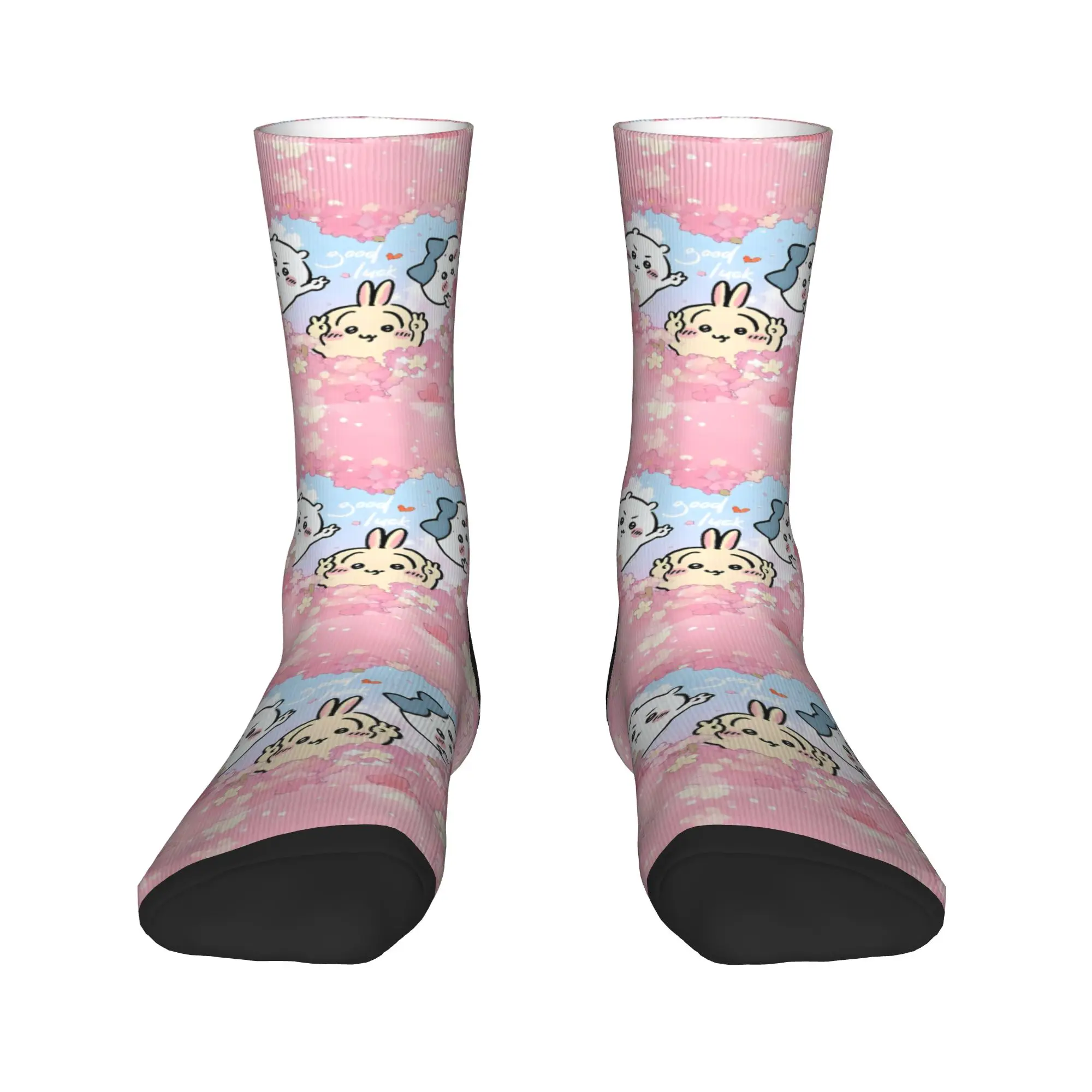 Chiikawa Usagi Hachiware Usagi Kaus Kaki Musim Dingin Stoking Lucu Wanita Pria Kaus Kaki Lembut Bermotif Bersepeda Anti Selip