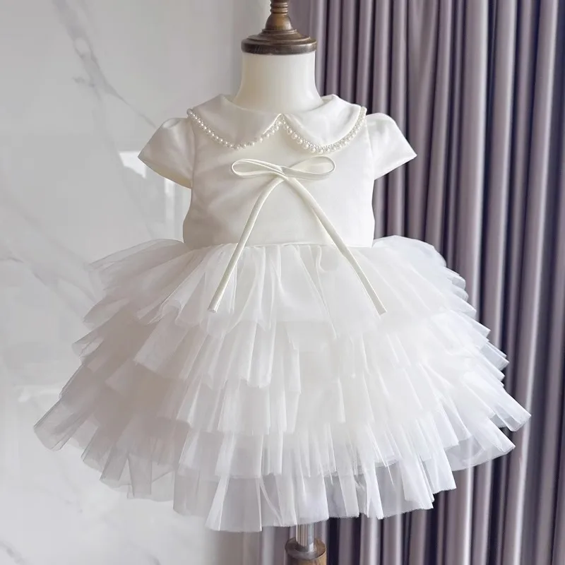 

1-2 years white baby birthday dresses for Girls party dress 3-12Y 2025 new princess flower wedding