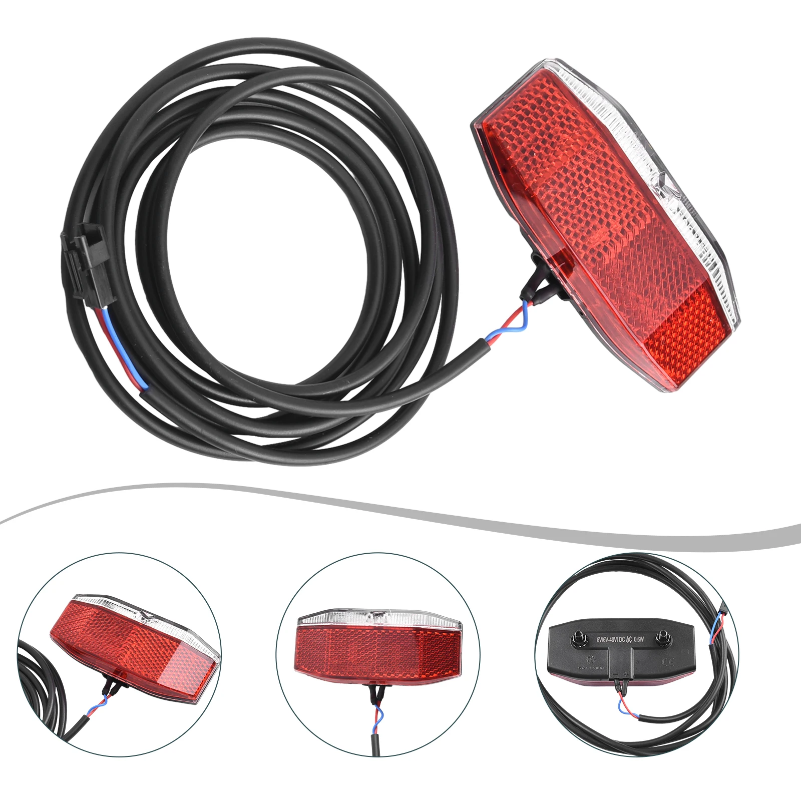 LED Rear Light for E-Bike Supporting 6V 12V 24V 36V 48V Power Inputs and Engineered with 180-Degree Light Dispersion