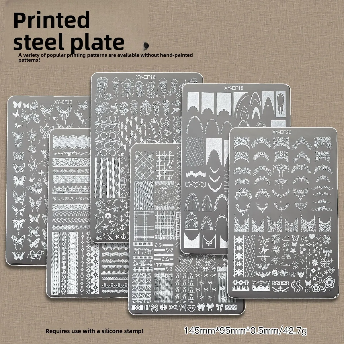 Lace Butterfly Flower Pattern Nail Art Stamping Plate with Clear Silicone Stamper DIY Nail Transfer Manicure Tool