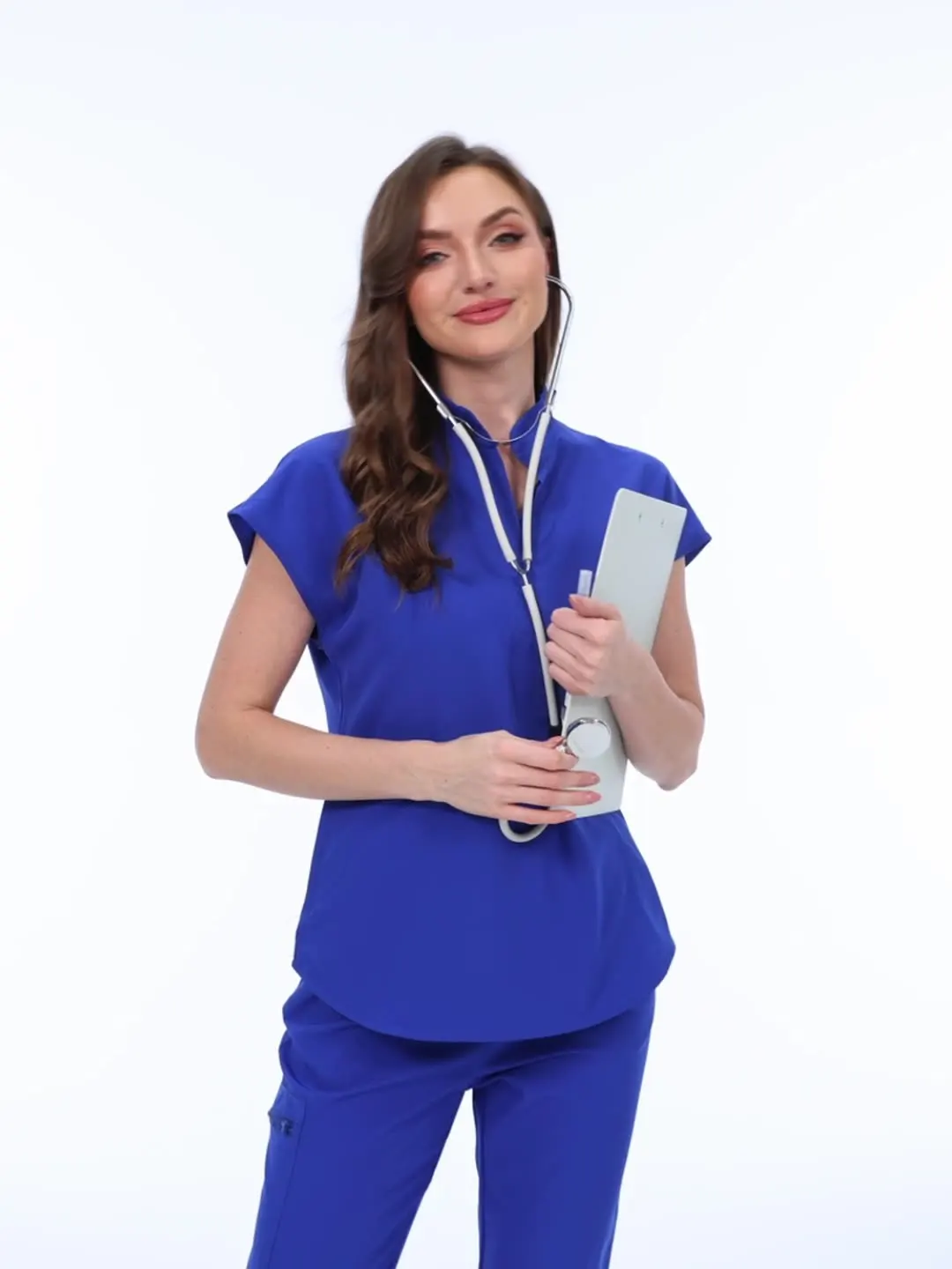 ชุดยูนิฟอร์มพยาบาลแฟชั่นใหม่ ชุดสครับสำหรับผู้หญิง ชุดทำงานสำหรับโรงพยาบาล ร้านเสริมสวย คลินิกทันตกรรม สปา