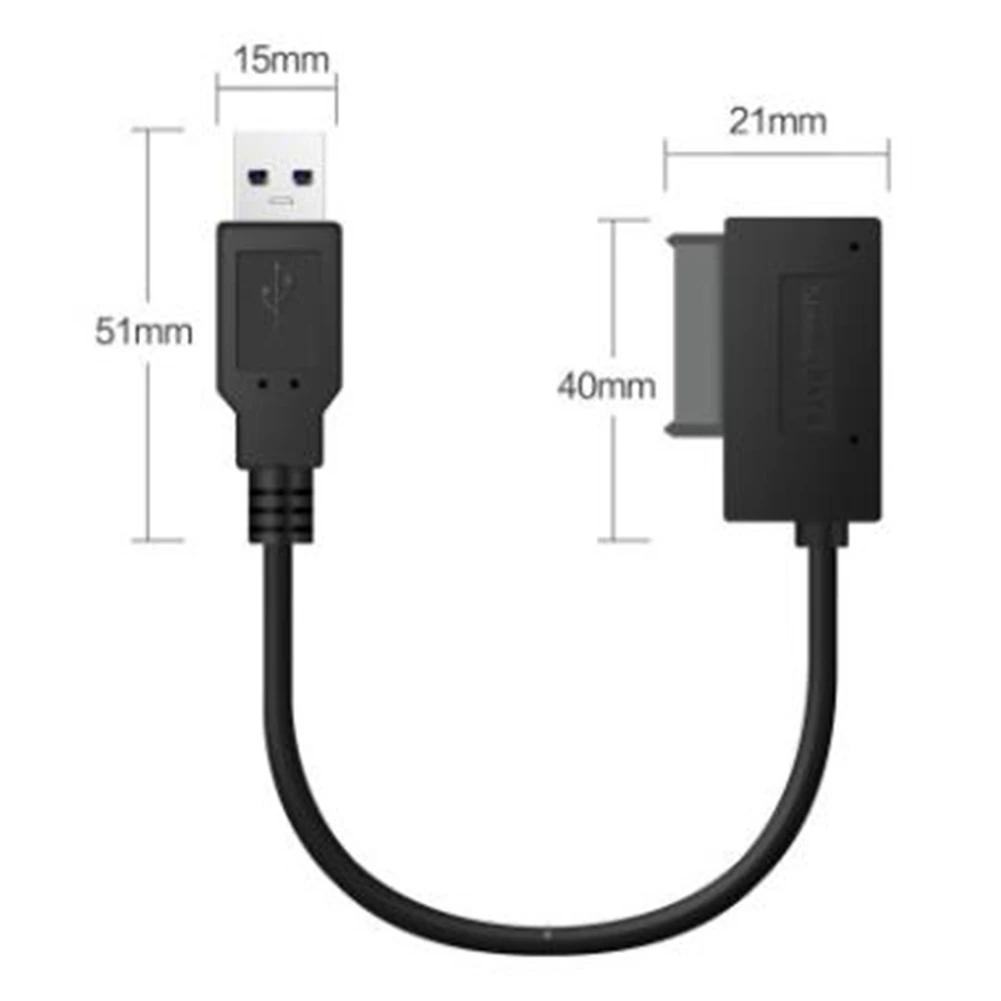 ZDH USB Adapter PC 6P+7P CD DVD Rom SATA to USB 2.0 Converter Slimline Sata 13 Pin Drive Cable for PC Laptop Notebook