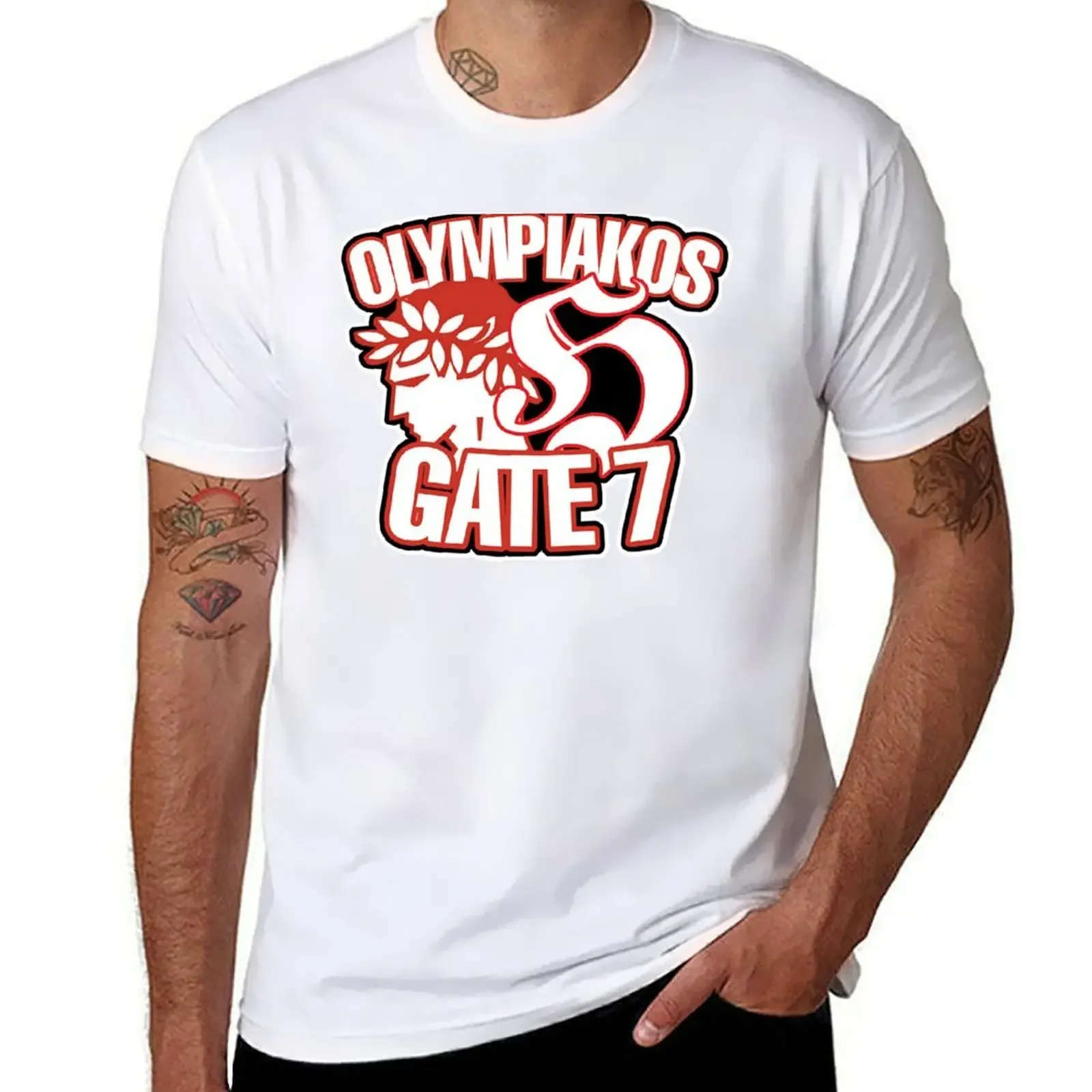 Olympiakos Gate 7 T-Shirt sports fans Blouse korean fashion funnys mens clothes tshirts for mens designer clothing heavyweight