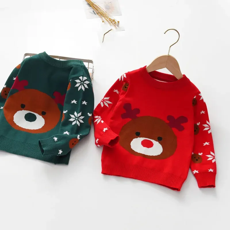 

2022 Children Sweater Christmas Baby Girl Winter Clothes Cardigan For Girls Boys Jumper Toddler Knitwear Outerwear 1-8years