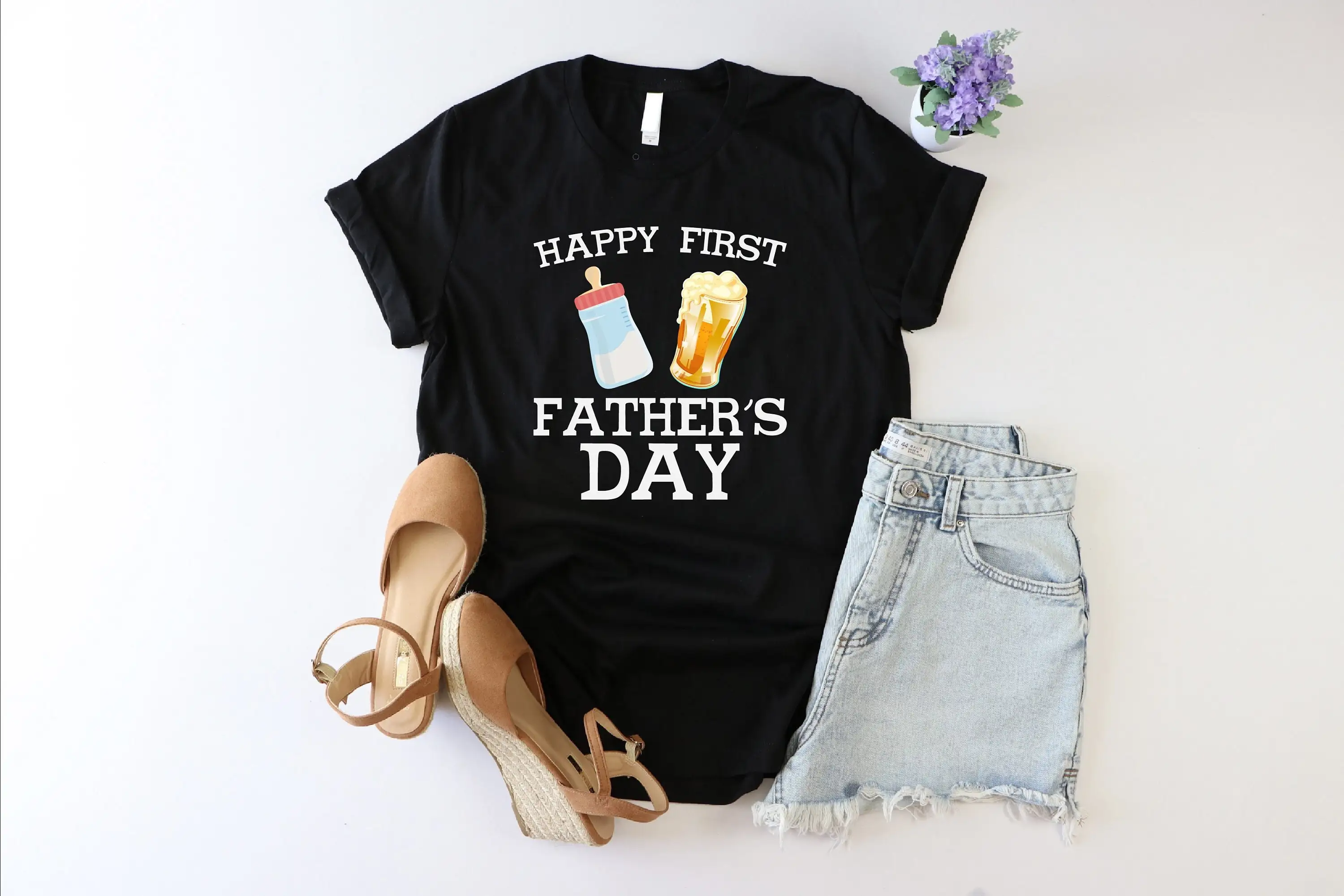 Happy First Father s Day T Shirt New Dad 1st Father's and Baby For Husband Best Matching
