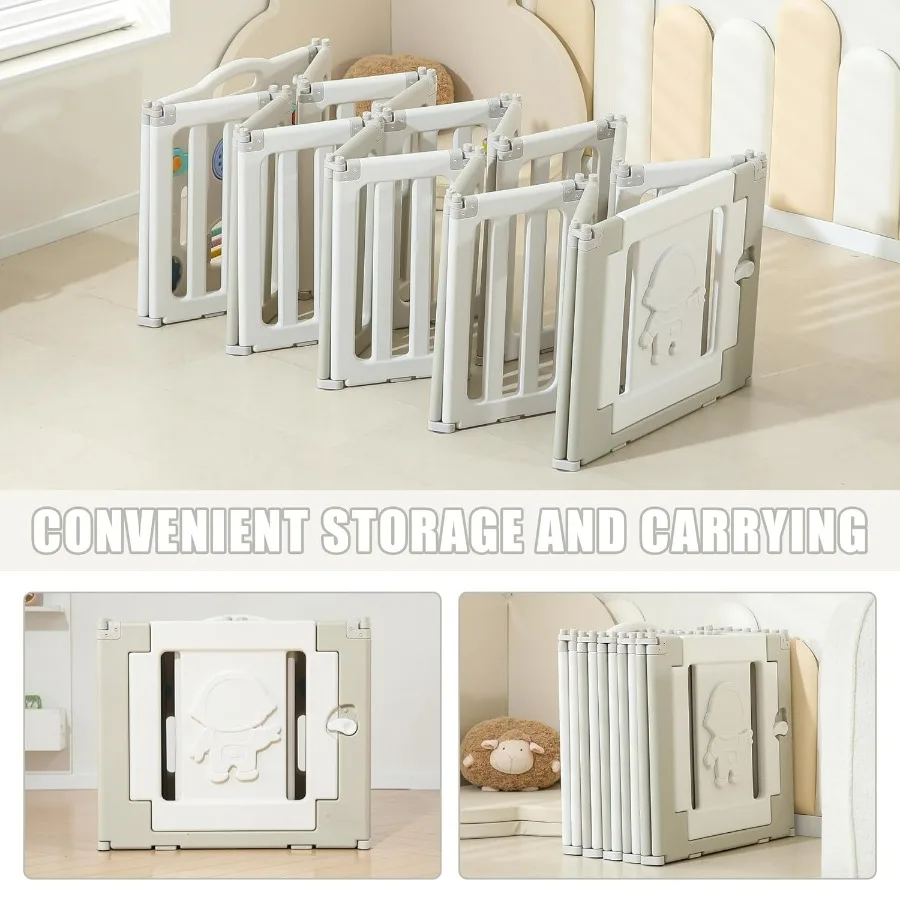 Penna da gioco pieghevole per neonati e bambini piccoli con 18 pannelli Box portatile extra large per cancello per bambini Ideale per interni ed esterni U