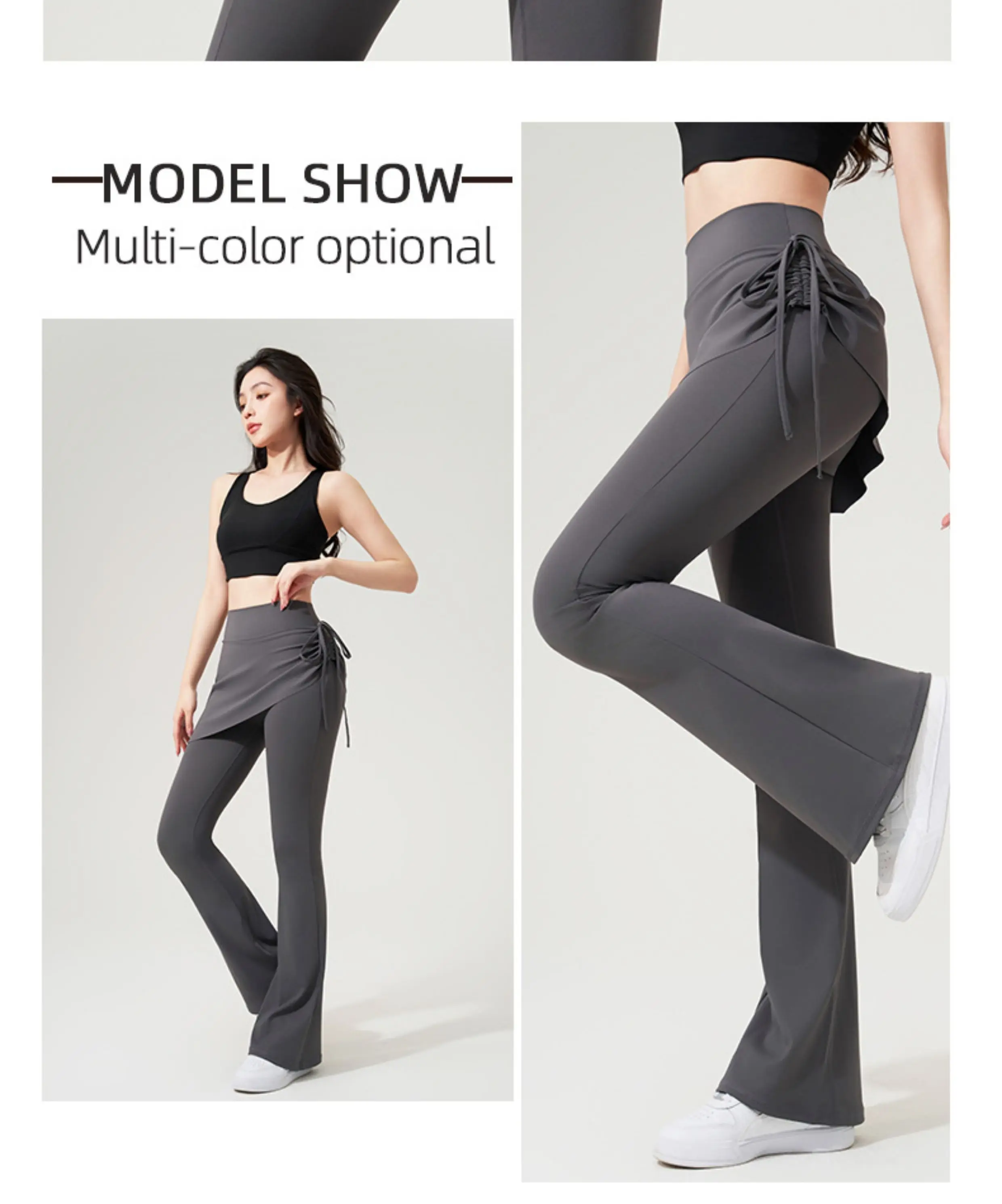 Yoga-Schlaghose, zweiteilige Rockhose, hohe Taille, Hüftlift, eng anliegend, Anti-Exposure, Pilates-Sport-Fitness-Leggings – Detail 2