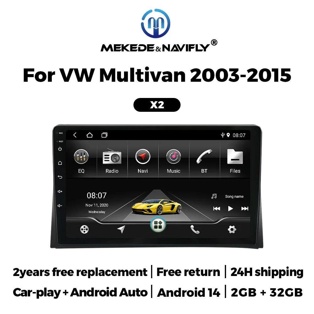 

Android14 Multimedia Auto Radio for Volkswagen Multivan T5 2003 2004 -2015 BT IPS Display Stereo GPS Navigation Wireless CarPlay