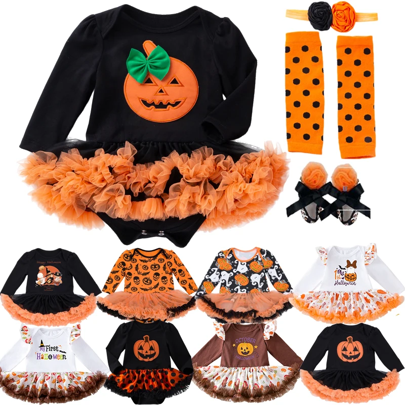 

Halloween Costumes Infant Girls Pumpkin Dress Sets Kids Girls Pumpkin Casual Dress Cosplay Costume Children Pumpkin Clothes Sets