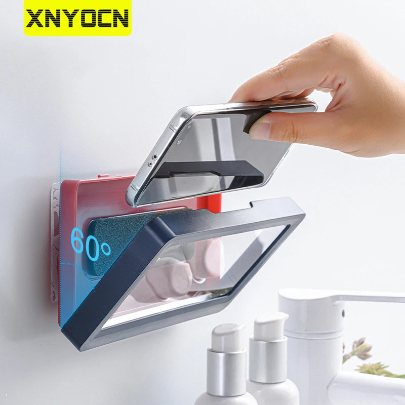 Xnyocn Shower Phone Holder Waterproof Seal Protection Touch Screen Portable Mobile Phone Box For Kitchen Bathroom Wall Stand