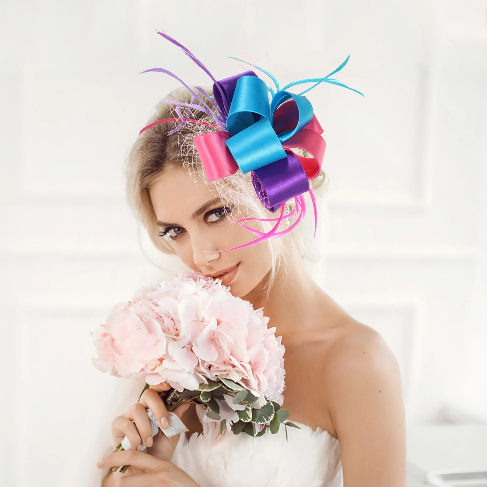 

Headb Women Headdress Mesh Hair Hoop Bridal Accessories Plume Cocktail Party Decorations Tea Easter Christmas Halloween