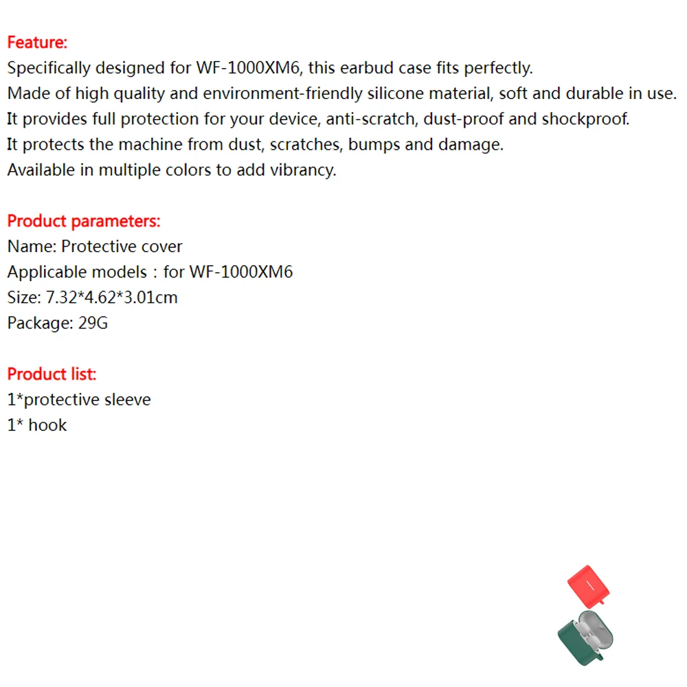 

Case for Sony WF-1000XM6 with Carabiner,Anti-Scratch Soft Silicone Full Protective Case,Ultra Slim Headphone Protective Cover