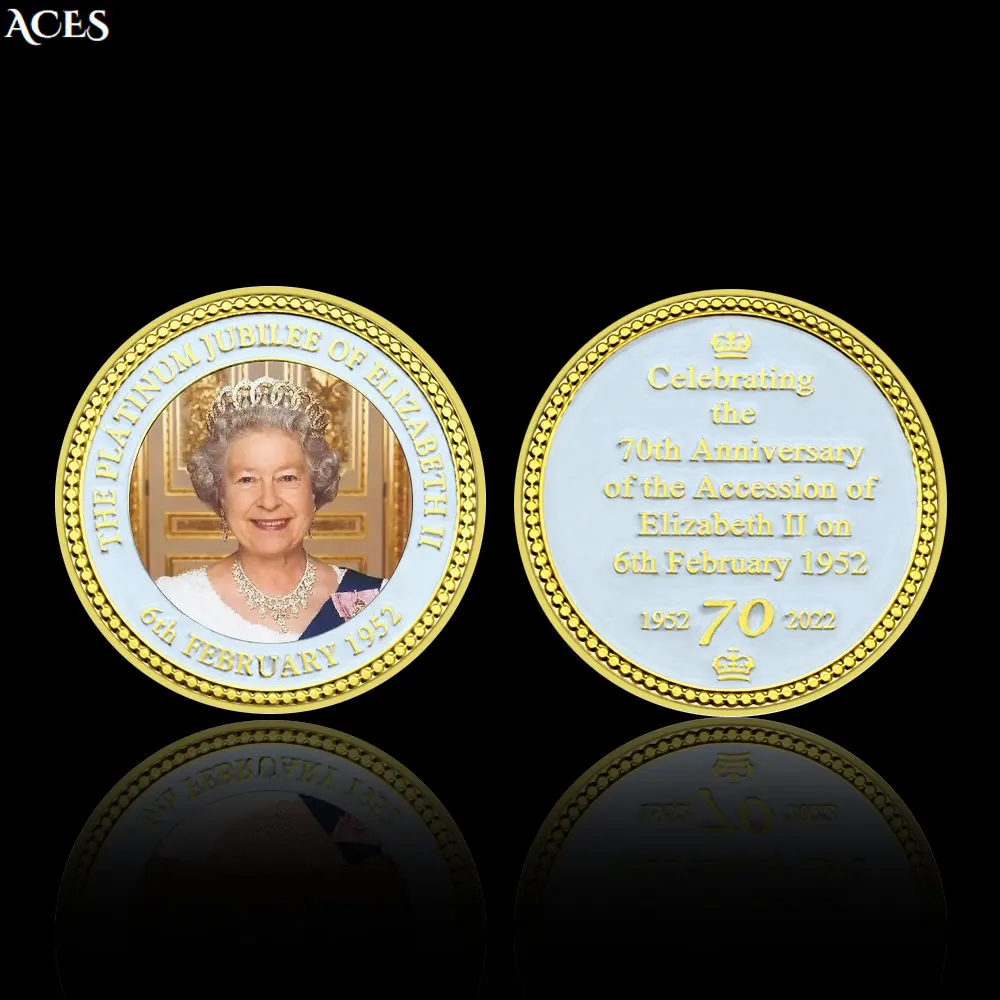 The Queen of England 70th Anniversary of The Accession GOLD Coin Collectibles Elizabeth II Commemorative Coin In Capsule