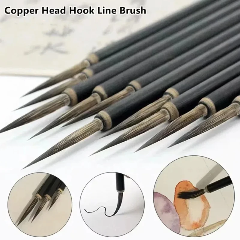

2/1Set Chinese Calligraphy Brush ceramics Hook Line Fine Paint Brush Pen Weasel Mouse Whisker Stone Badger Hair Paint Brush